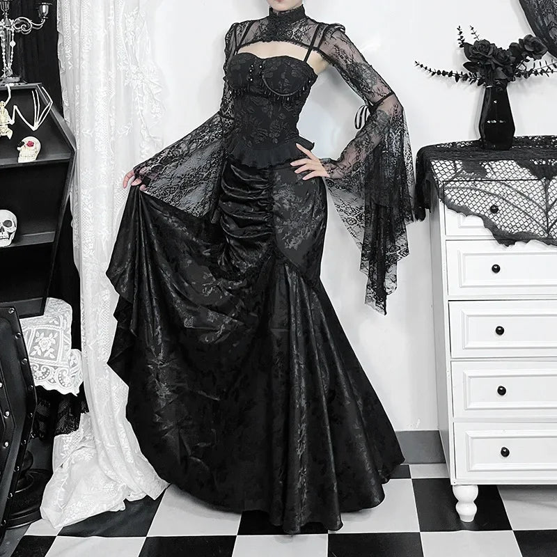 Morrigan Skirt — Gothic Lace Mermaid Bodycon High-Waist