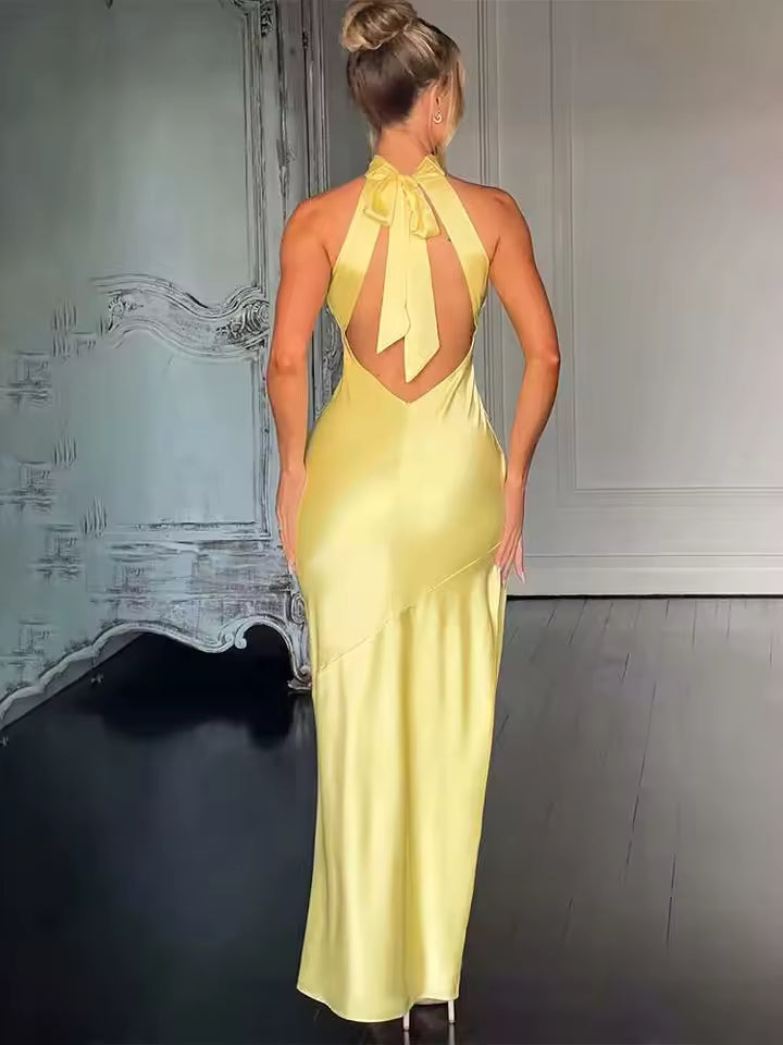 Gown — Satin Corset Mermaid Halter Evening Dress