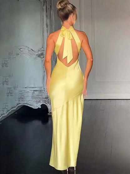 Gown — Satin Corset Mermaid Halter Evening Dress