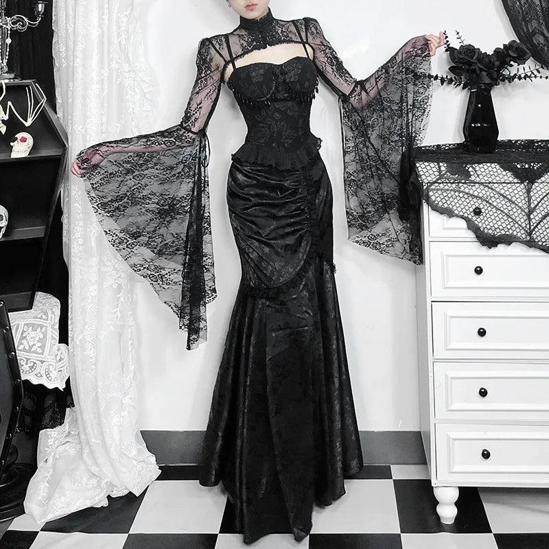 Morrigan Skirt — Gothic Lace Mermaid Bodycon High-Waist