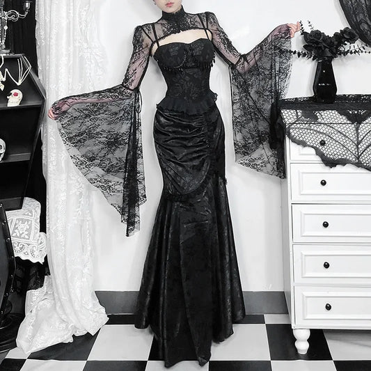 Morrigan Skirt — Gothic Lace Mermaid Bodycon High-Waist