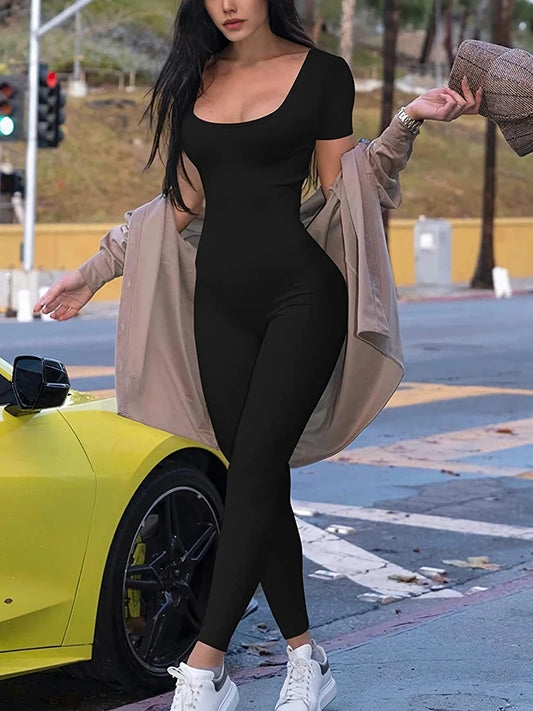 Nova Romper — Short Sleeve Bodycon Jumpsuit, Streetwear Active Fit