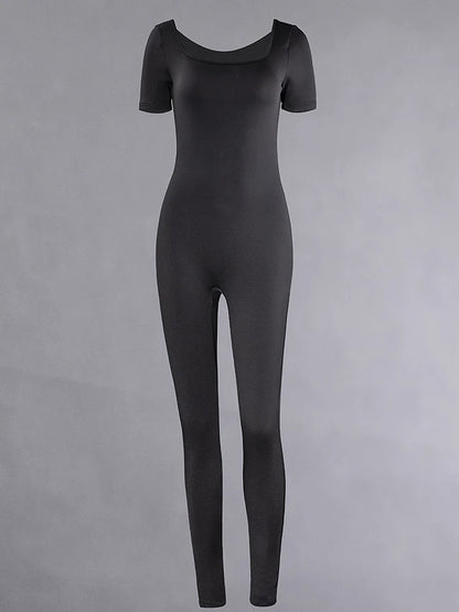 Nova Romper — Short Sleeve Bodycon Jumpsuit, Streetwear Active Fit